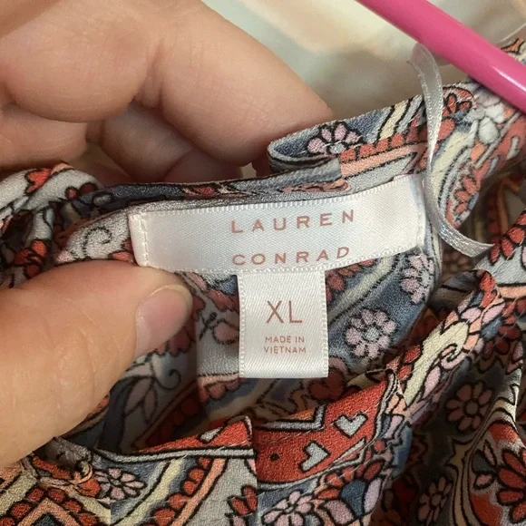 LC Lauren Conrad Gray and Orange Cold Shoulder Maxi Dress - Picture 3 of 3